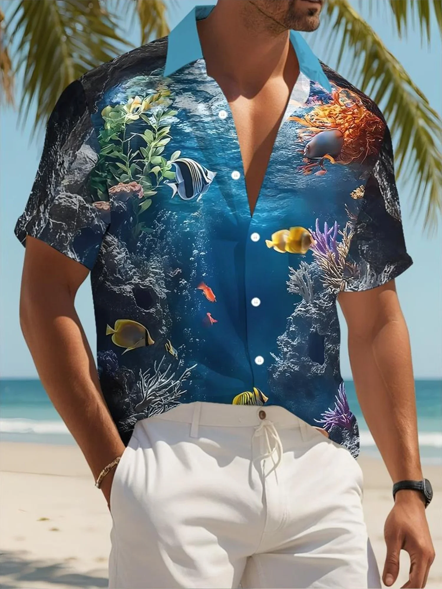 Men's Summer Beach Party ShirtMan Women Short Sleeve Hawaiian Casual Fashion Print Lightweight Breathable Tops