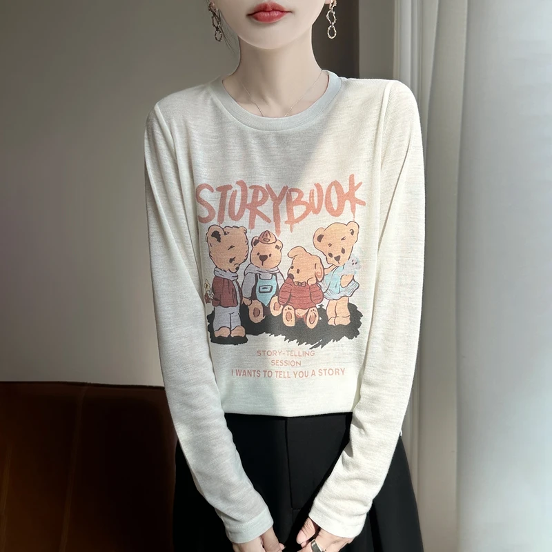 2026 Spring and Autumn Plus Size Loose and Slim New Printed Comfortable Long Sleeve Summer T-shirt