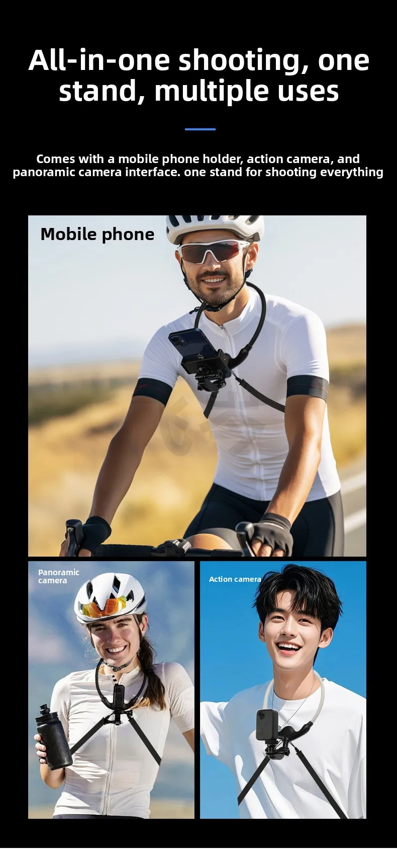 Nackenhalterung für Smartphones, Freihändiger Brustgurt für Videoaufnahmen, Live-Streaming, Angeln, Sport und Action-Kameras – Detail 7