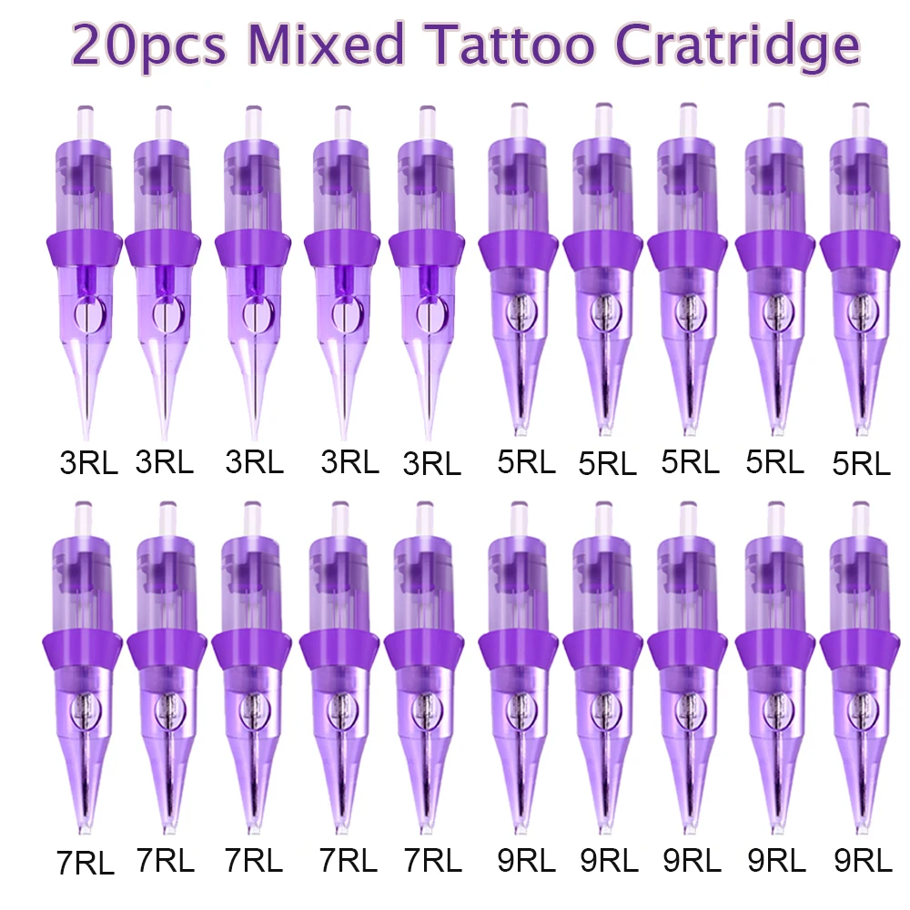 20PCS Mixed 3RL 5RL 7RM 9RM Tattoo Needles Round Liner RM 0.3MM Permanent Makeup Needle For Cartridge Machine Eyebrow Tattoo