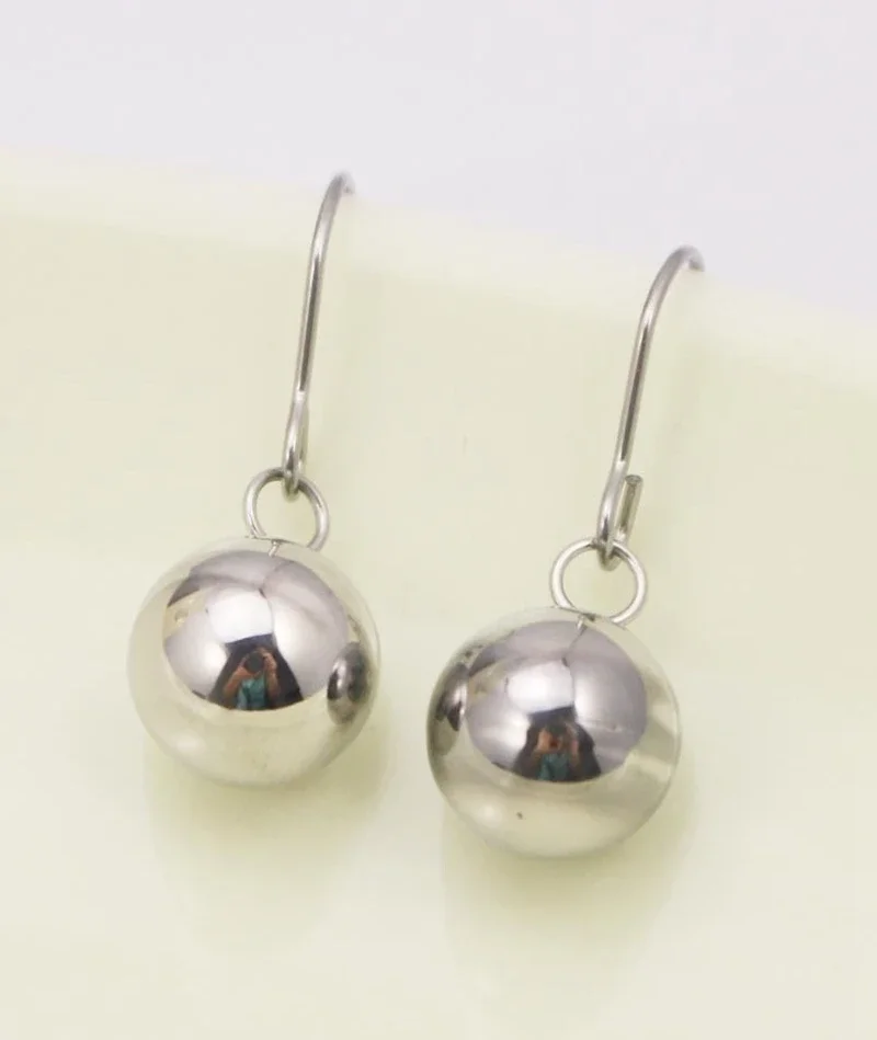 NEW Fashion earring Jewelry Silver Stainless Steel Dangle Ear Ball Drop Earrings Charm Earrings pendientes étnicos