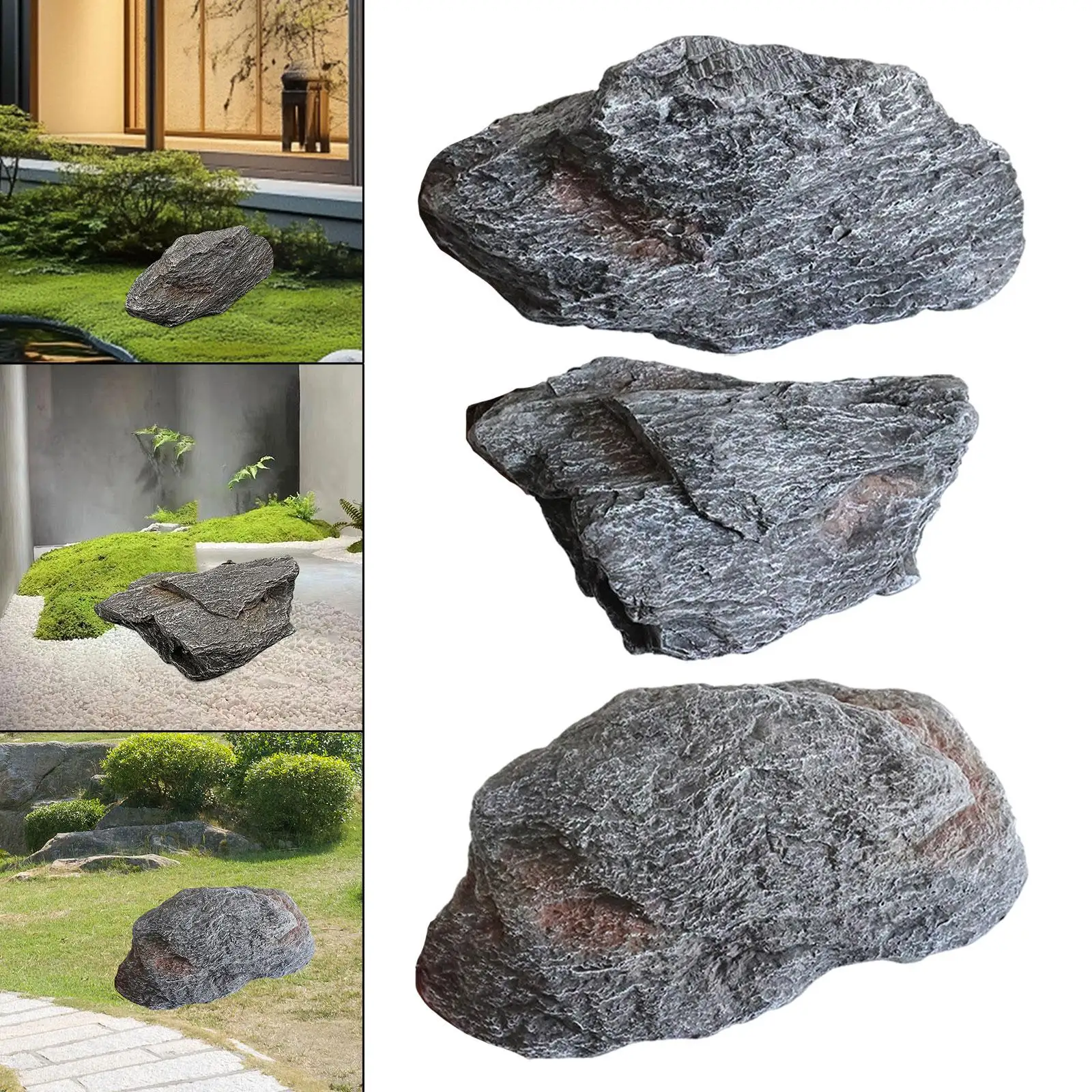 

Fake Rock Faux Stone Sculpture Multipurpose Creative Portable Pump Cover Landscape Rock Natural Texture for Lawn Garden