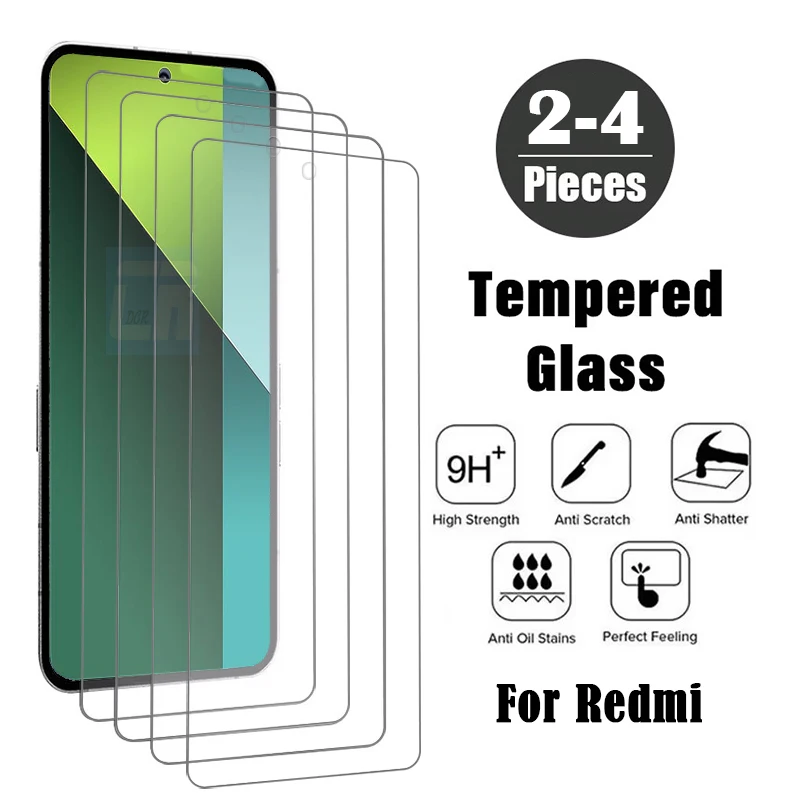 

2-4Pcs Screen Protector for Xiaomi Redmi Note 13 12 11 10 9 Pro Tempered Glass for Redmi Note 14 12s 11s 10s 9s Protective Film