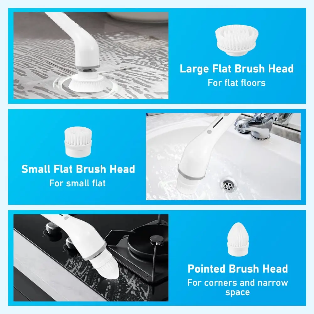 Wireless Electric Cleaning Brush Multifunctional Up to 420RPM Powerful Bathroom Brush Handheld Rotating Cleaning Scrubber