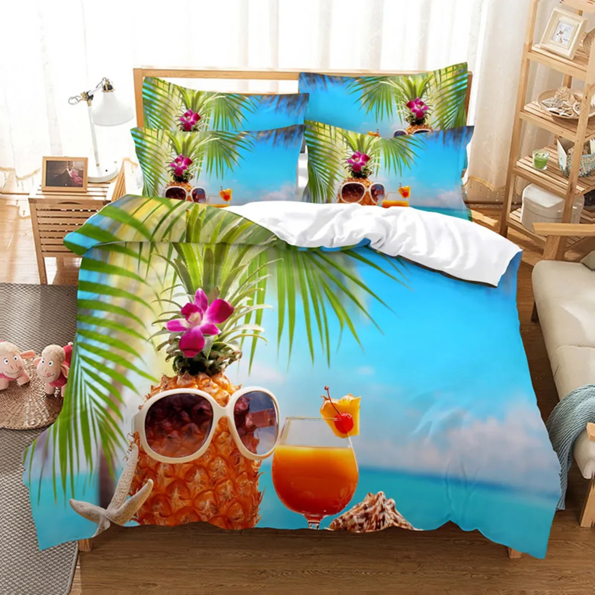 Alle Arten von Obst Sommer Bettbezug Bettwäsche Queen Size Zitrone Orange Erdbeere Wassermelone Ananas für Kinder Mädchen Jungen