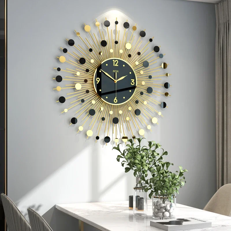 

Luxury Wall Clocks Digital Art Mural Metal Creative Silent Big Size Aesthetic Wall Watch Mechanism Saat Living Room Decoration