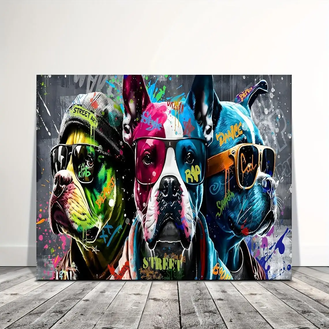 Canvas Wall Art Cool Dog Canvas Wall Art Framed Wall Art Print Nadaje się do salonu i sypialni Wystrój domu Prezenty świąteczne