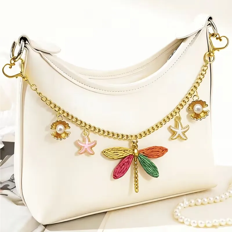 Charm Woman Versatile Bag Bracelet Pendant Dragonfly Flower Starfish Messenger For Bag Extension Chain Girl Decorate Accessories