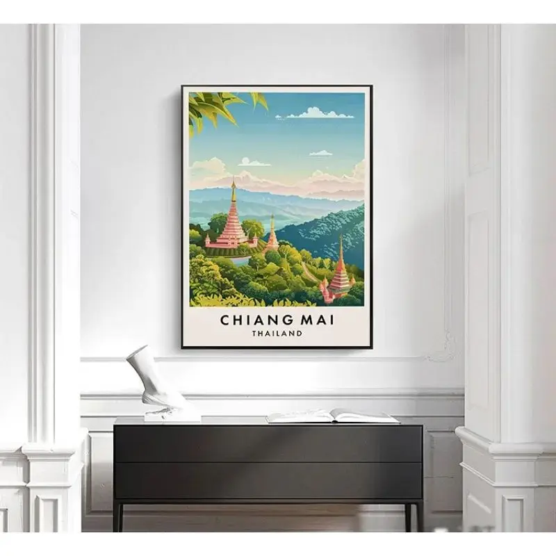 تايلاند السفر الفن فوكيت شيانغ ماي كوه فانغان بانكوك مدينة المشهد المشارك آسيا مشهد قماش الفن اللوحة جدار ديكور المنزل #6