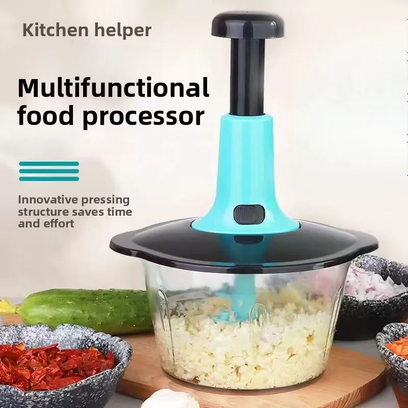 Picador de Verduras Manual Multifuncional, Herramienta de Cocina para Picar, Cortar en Cubos y Rebanar Ajo y Jengibre, con Recipiente de Gran Capacidad