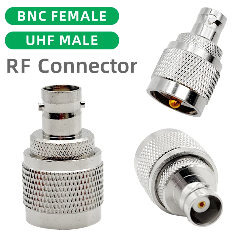 Connector Adapter BNC Female Jack to UHF PL259 Male Plug Straight RF Coaxial Converter Copper Nickel Plated