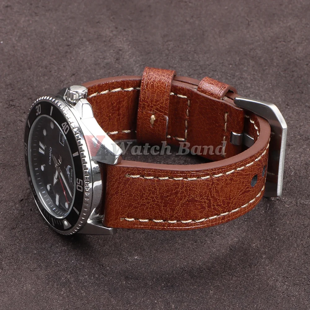 الرجعية الجلود حزام ساعة اليد 20 مللي متر 22 مللي متر 24 مللي متر ل بانيراي PAM حزام ليتشي نمط استبدال حزام الساعات ساعات يد اكسسوارات