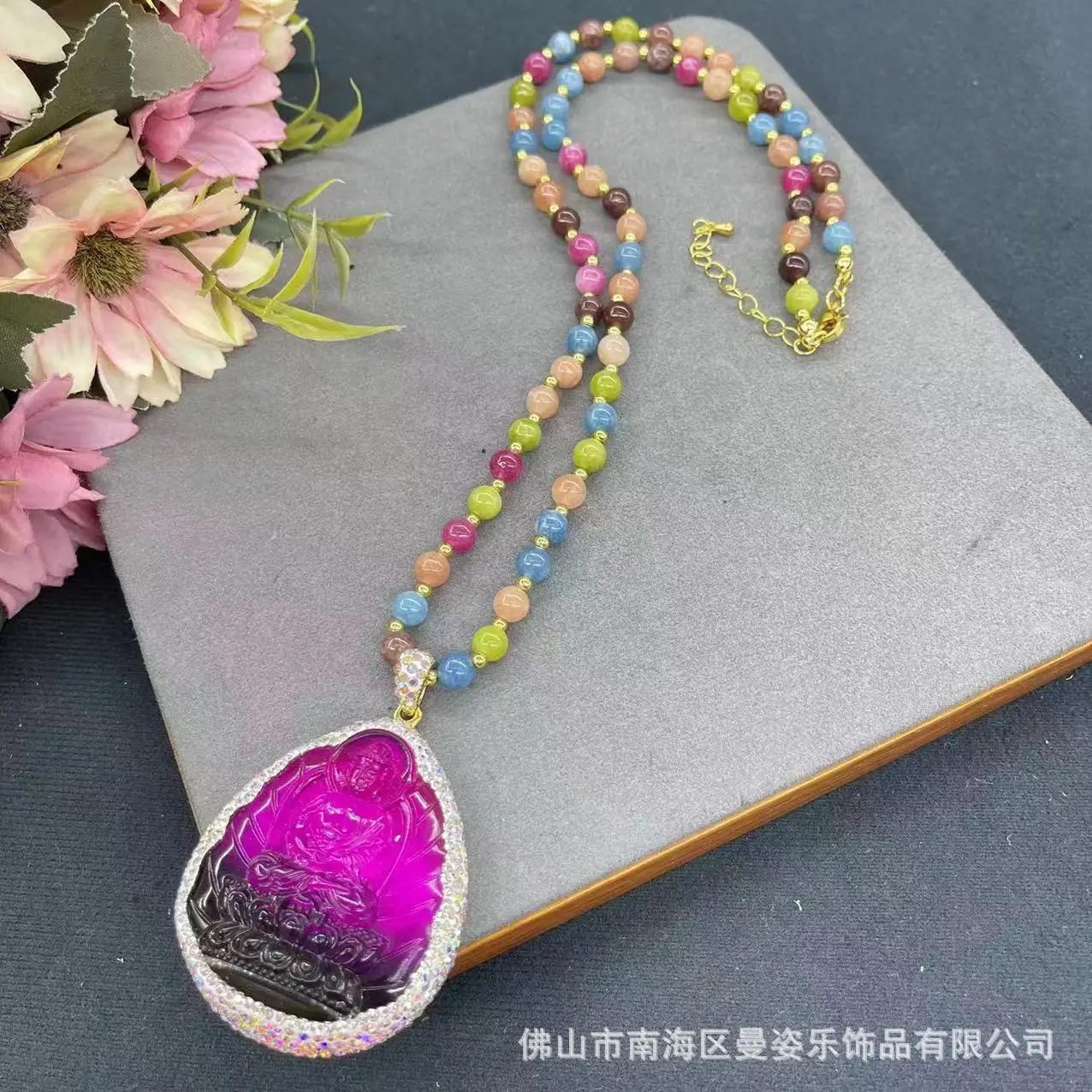 DIY accessories New Colored Glazed Guanyin Candy Color Agate Sweater Chain New Chinese Popular Necklace Original Design Hot Sell