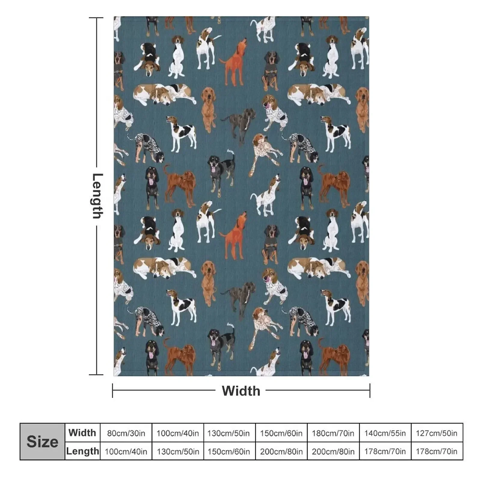 Coonhounds on Dark Teal Throw Blanket Moving Comforter Blankets