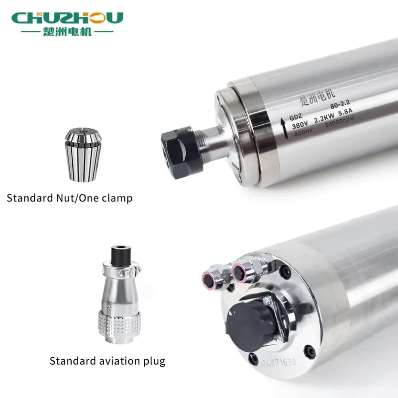 2.2 kw 2200w Water Cooling Spindle Motor 4 Bearing 2.2kw Er20 Water Cooled 80mm 220v 380v Electric Spindle for Engraving