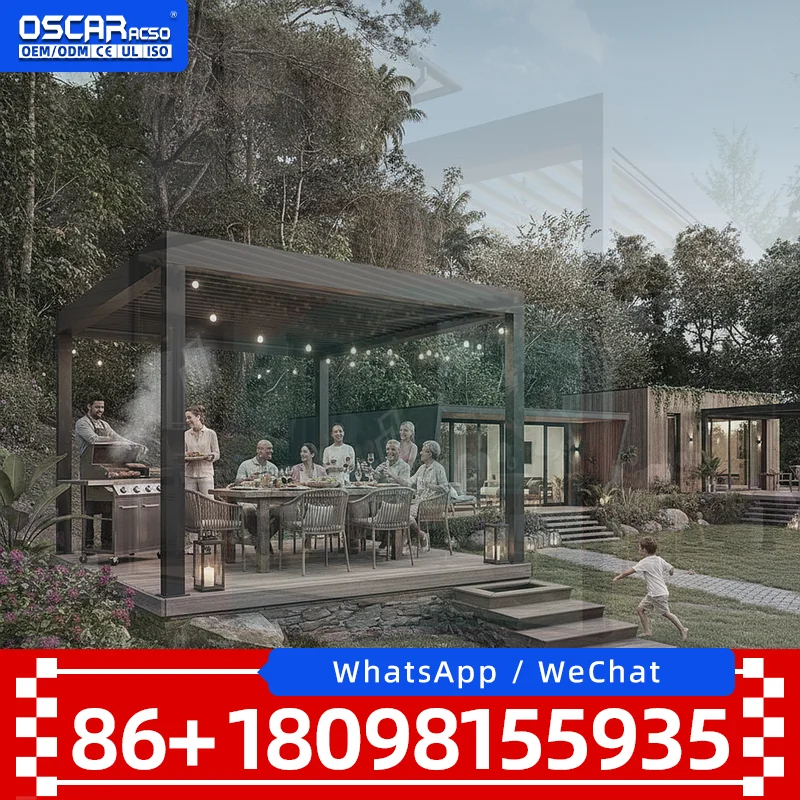 Custom Motorized Aluminum Pergola Privacy Screen Sustainable Weatherproof Adjustable Outdoor Pavilion for Backyard Deck Patio Eu