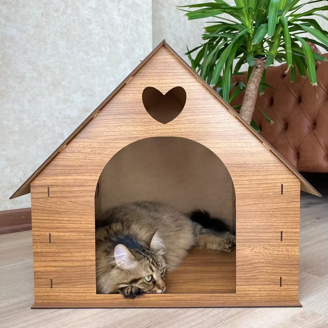 Handmade Comfortable Wooden Pet House Indoor Outdoor Printing Patterns Sustainable Materials Cats, Dogs and Small Animals