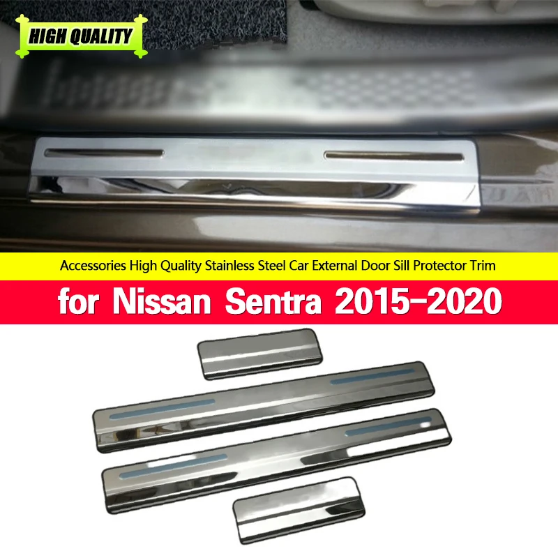 

For Nissan Sentra Door Sill Trim Pedal Scuff Plates Strip Sticker Accessories Car Styling Protector 2015 2016 2017 2019 2020