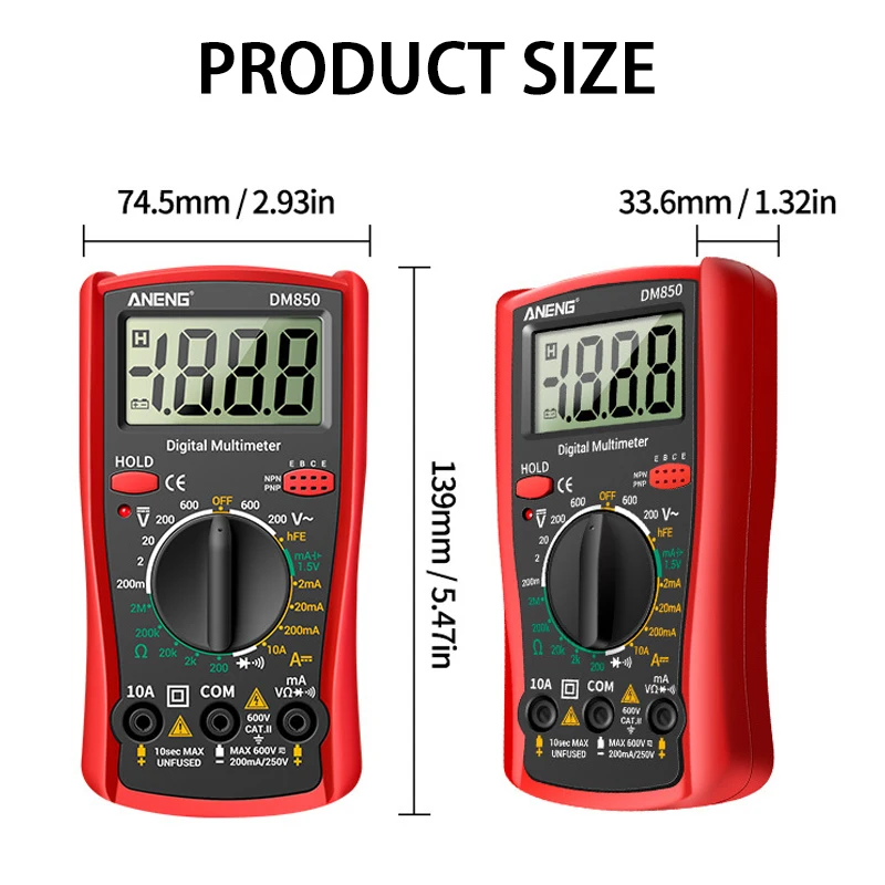 Digital Multimeter ANENG DM850 1999 Counts Automatic AC/DC Votage Tester Current Ohm Ammeter Eletric Professional Detector Tool