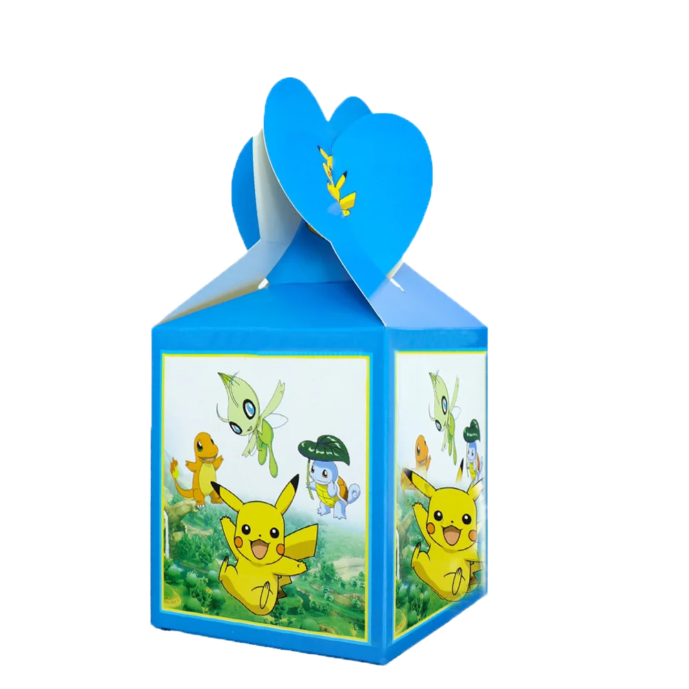 صندوق حلوى بطابع البوكيمون الكرتوني لحفلات أعياد الميلاد وحفلات أعياد الميلاد بيكاتشو كوكي صندوق مفاجآت لتزيين مستلزمات حفلات أعياد الميلاد