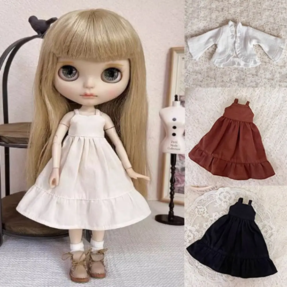 Fashion Cotton Camisole Skirt Mini Cute Princess Long Dresses DIY Accessories Solid Color Doll Dresses for azone ob24 ob22 Dolls