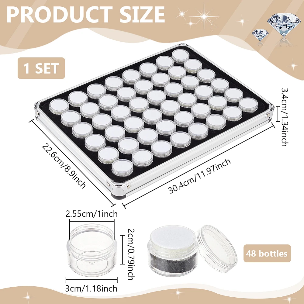 48Pcs Jewelry Display Case Round Storage Box with Black White Double-layer Sponge Lining Bulk Plastic Small Item Organizer