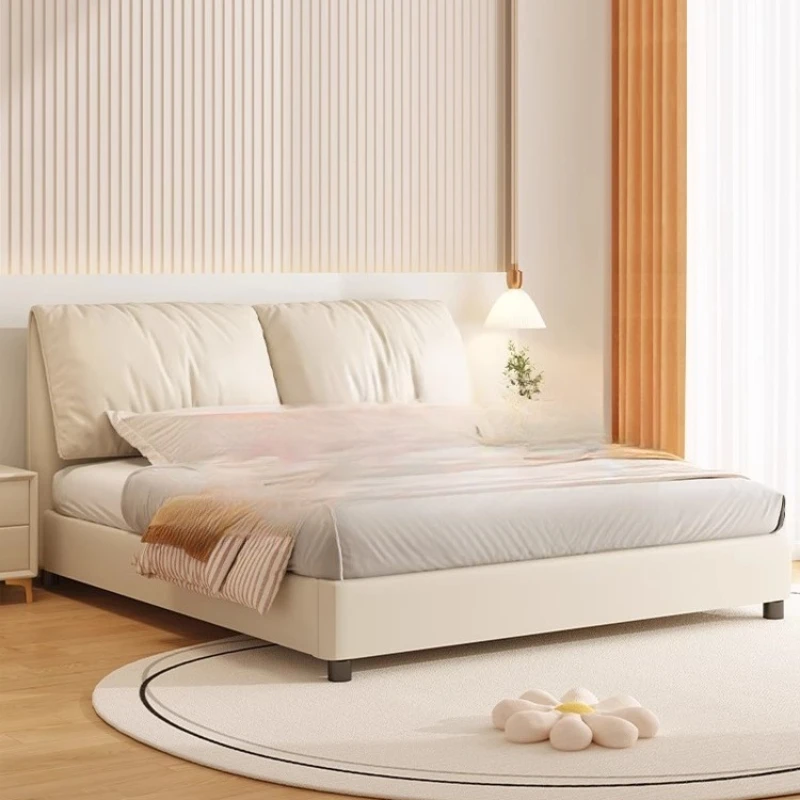 

Solid Wood Bed 150cm Light Luxury Soft Pack Wooden Bed Master Bedroom Home Modern Simple Double 120cm Single Cama Furniture