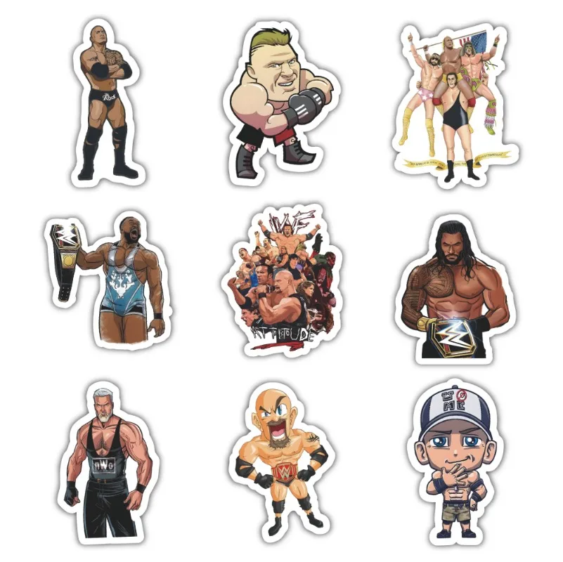 60pcs WWE Wrestling Cartoon Stickers Suitcase Water Cup Stationery Mobile Phone Scooter Laptop Refrigerator Decoration Stickers