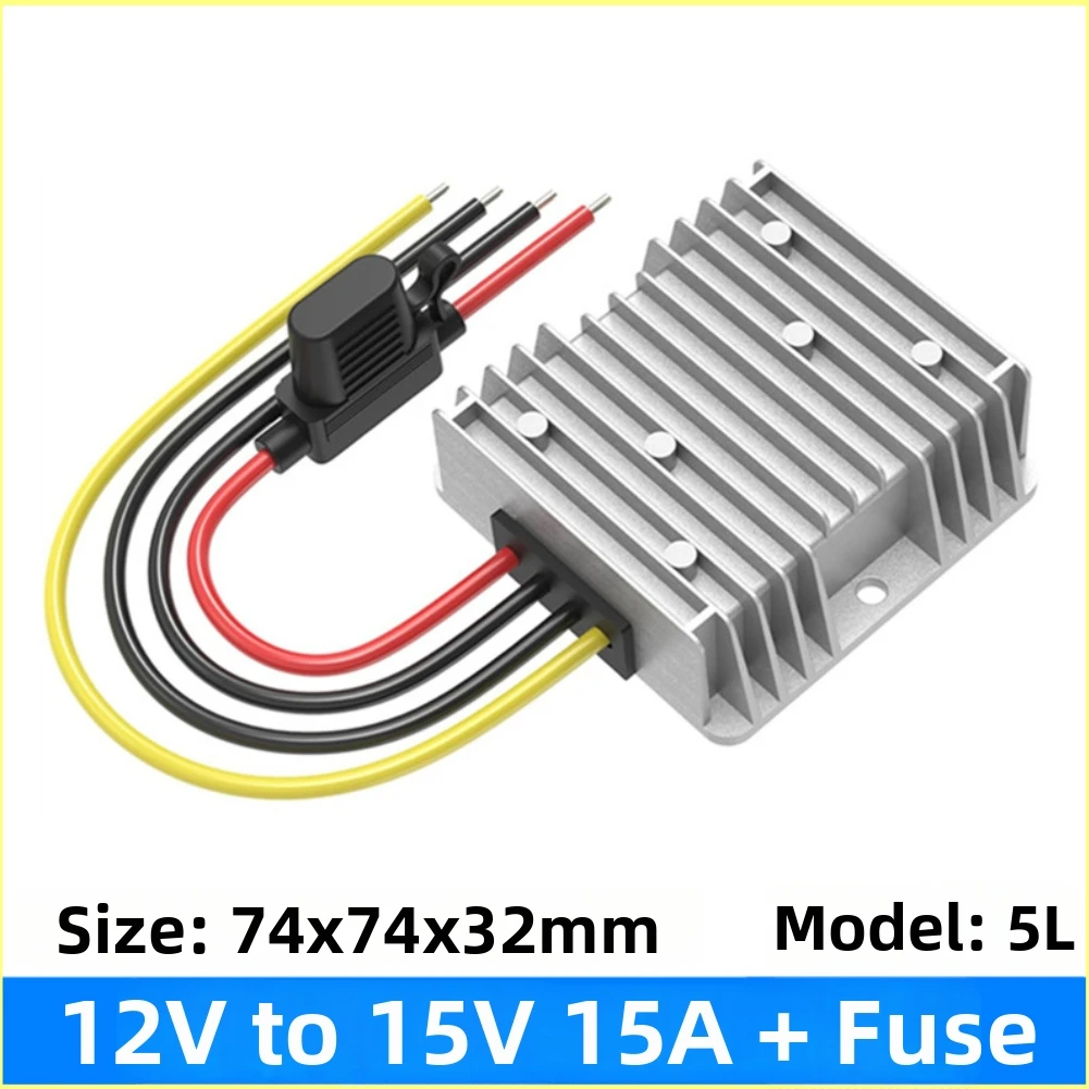 Metal Housed 12V to 15V Voltage Step-up Module 15A 225W IP68 Rated for Marine Equipment and Outdoor Electronics