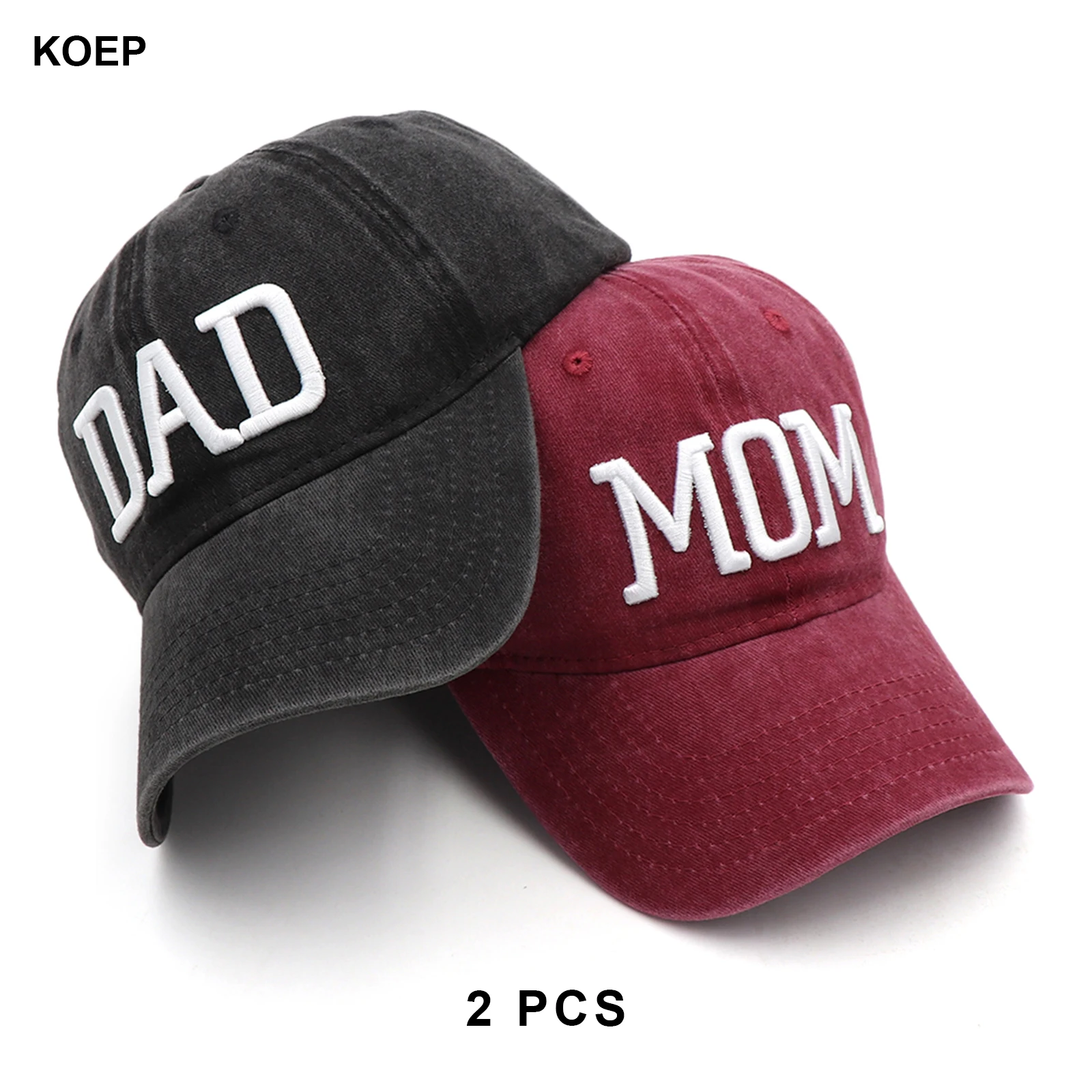 KOEP MOEDER En VADER Baseball Cap Vissen Caps Mannen Outdoor Vrouwen Gewassen En Versleten Zwangerschap Aankondiging Hoeden 3D Borduren
