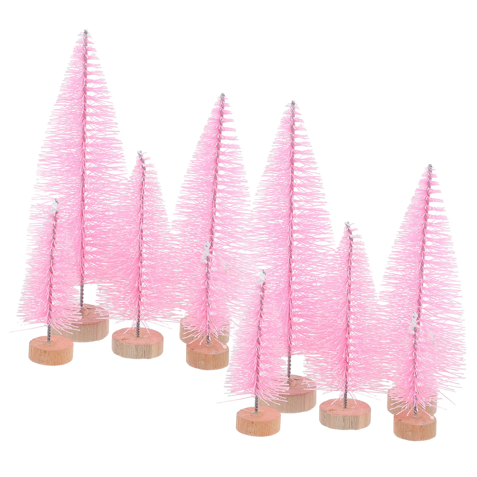 

10 Pcs Mini Christmas Tree Ornaments Small Trees for Decoration Minature Decorations Fake Bagged Desktop Table Wood Village