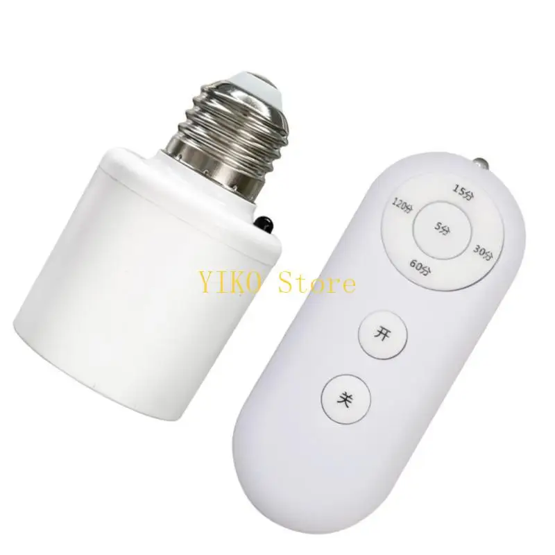 K32C Remote Control Light Socket Wireless Light Bulbs Socket Switches with Remote Timer E27 Base Lamp Holder for Basement