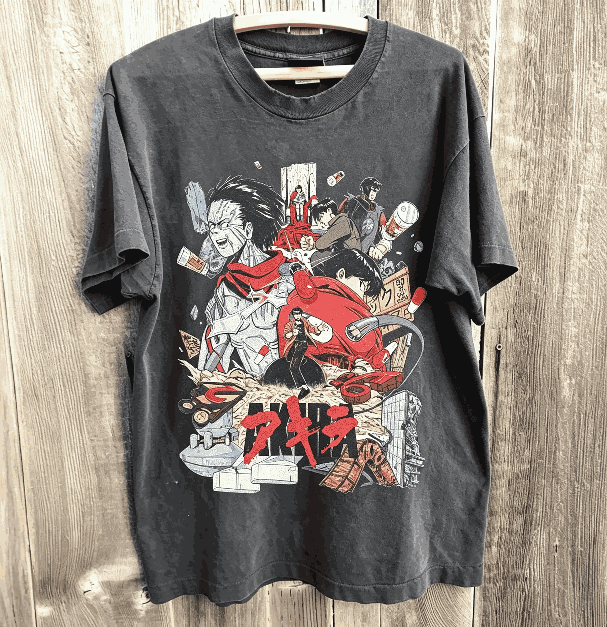 AKIRA Vintage Washed Retro Harajuku Oversized Unisex T-shirt Streetwear Trendy Cotton Casual Streetwear Fashion Couples soft tee