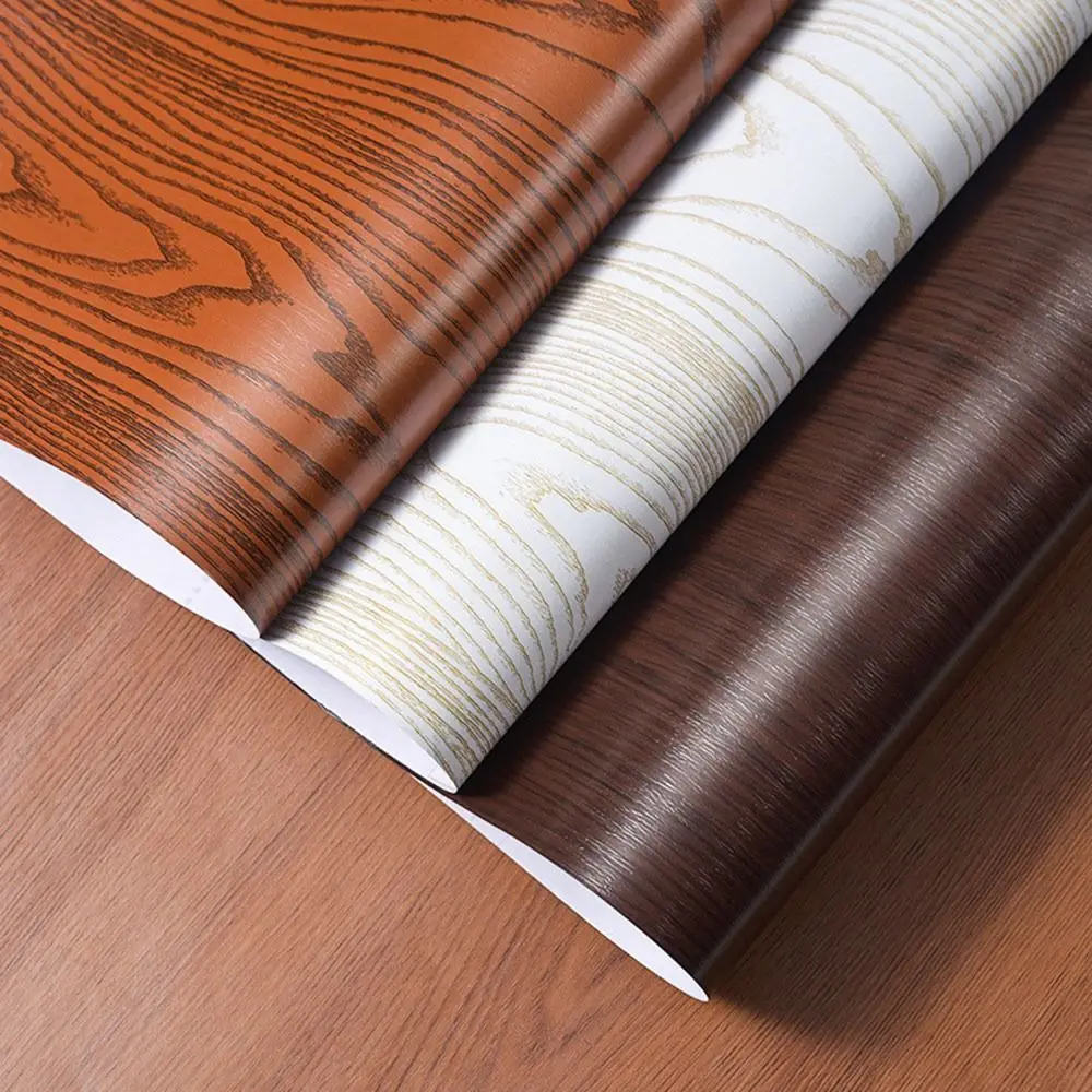 New Self Adhesive Wood Wallpaper Decorative Film Waterproof Wall Stickers Wood Grain Stickers Furniture Renovation