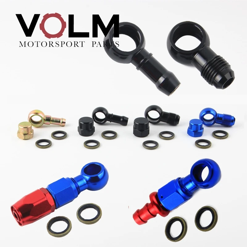 

ALUMINUM 0580254044 Fuel Pump fitting 8mm (5/16") Push On Outlet Banjo male an6 Fitting hose end