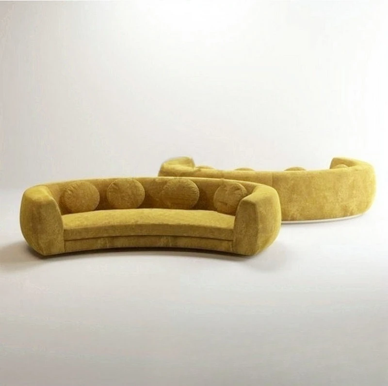 Fleece curved three-person beauty salon club creative semi-circular leisure sofa