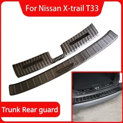 For Nissan X-trail T33 Hivotd Rear Bumper Cover Trunk Sill Plate Guard Car Accessories Stainless Steel Protector Parts 2021 2022