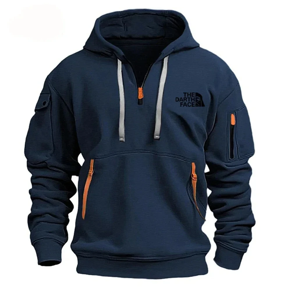 Lässiger Herren-Hoodie, mehrere Reiß verschluss taschen, bedruckt in europäischer Größe, Langarm, neu, Herbst und Winter, 2024