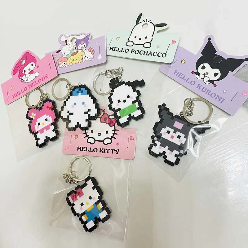 

Sanrio Hello Kitty kuromi Keychain Adorable DIY Handmade Pixel-Style Anime Charming Cartoon Pendants Cute Jewelry Accessories