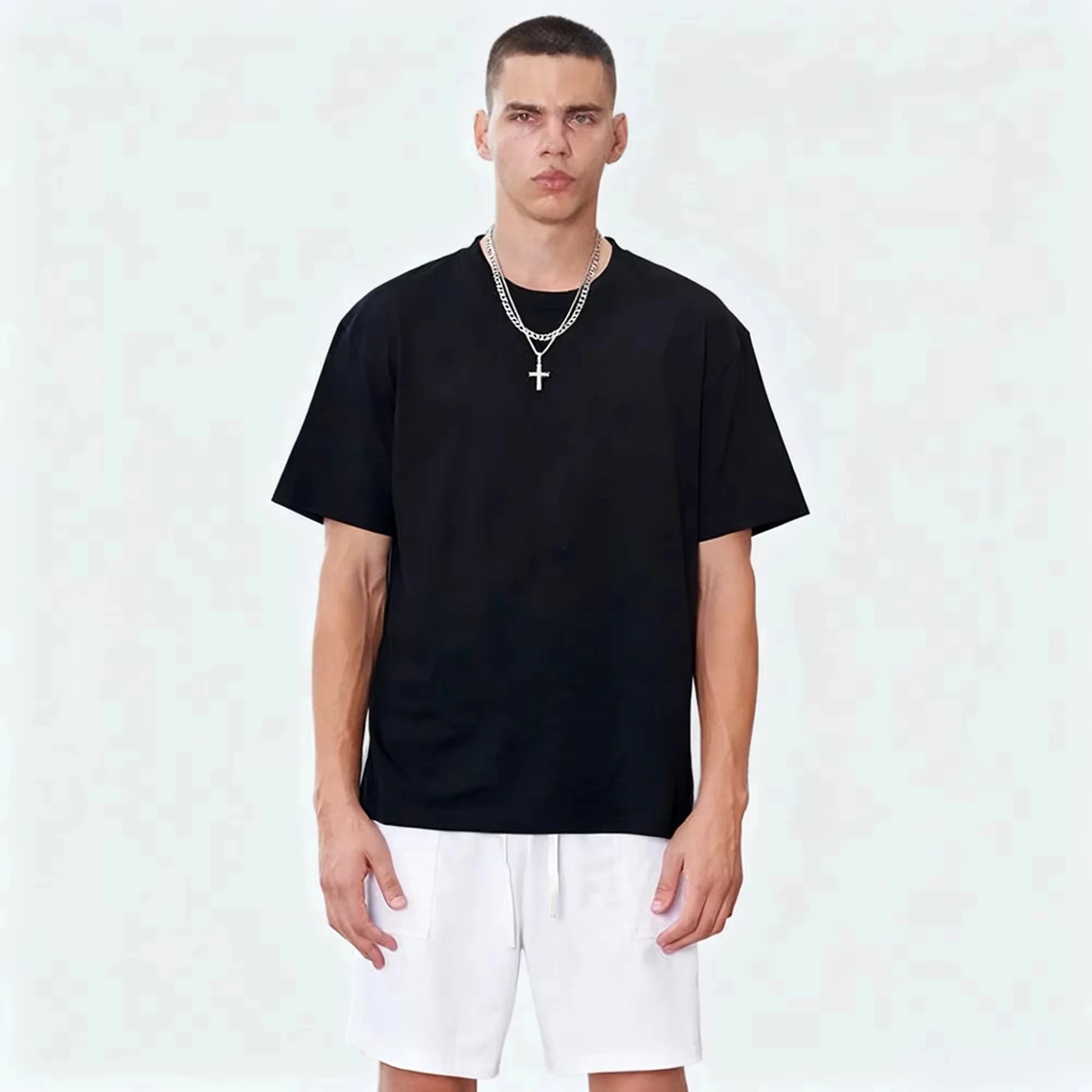 2026 Sommer Neues Bedrucktes Baumwoll-Kurzarm-T-Shirt Locker Sitzend Rundhals Atmungsaktiv Lässige Mode Hip-Hop Streetwear Unisex Oberteile – Detail 3