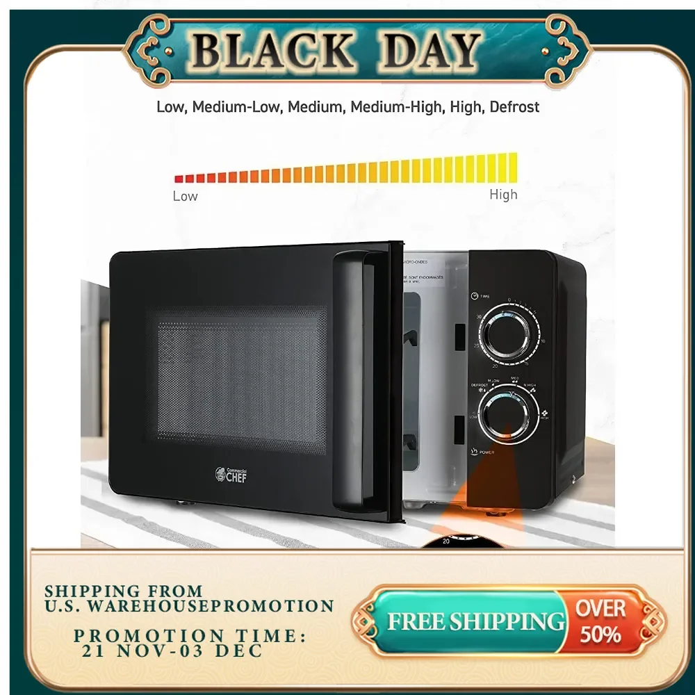 

Black Microwave 0.7 Cu. Ft. with Rotary Switch Knob, Countertop Small Microwave with Microwave Turntable Plate, 6 Level Power