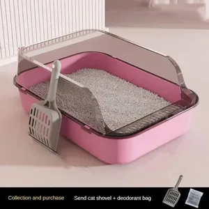 Fully closed cat box box, kitty sandbox, tall side, splash -proof bathroom, petpons with pet spoon of pets, cleaning cat supplies 8 Main Sales Sand Box - №7