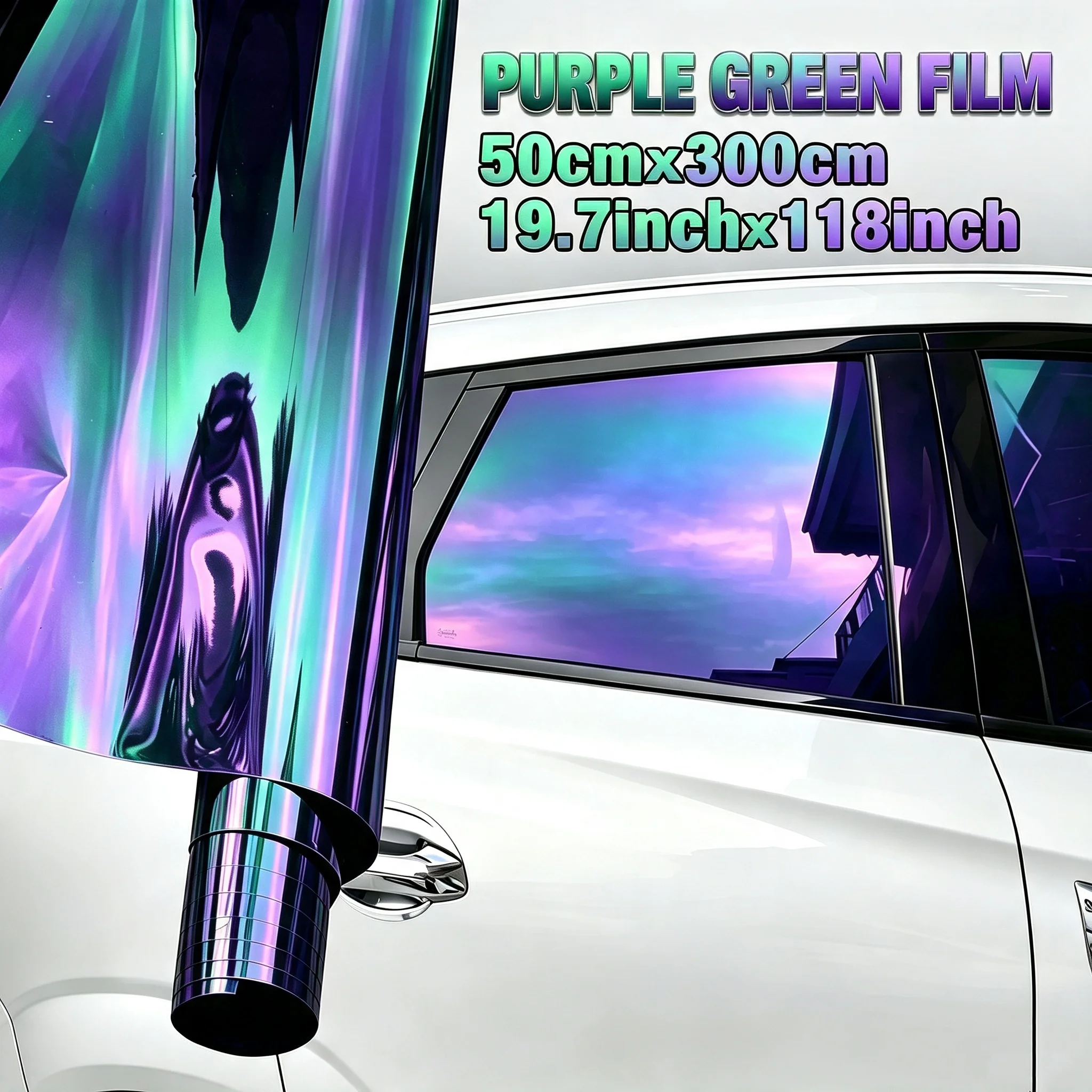 50CM Breit Gradient-Colored Car Window Film Color-Changing Window Film Heat-Insulating UV-Blocking Scratch-Resistant PET Film