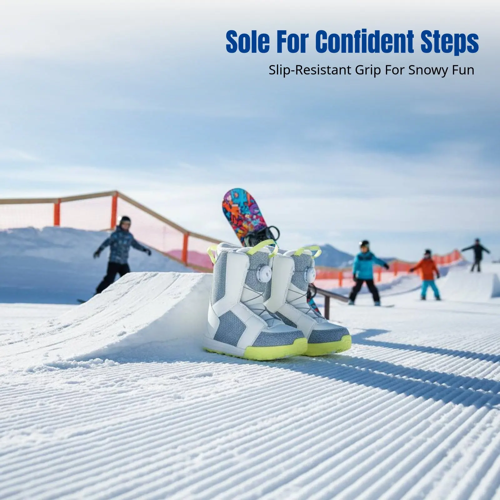 Boys Girls Easy-Fit Snowboard Boots, Waterproof, Kids Winter Warm Boots