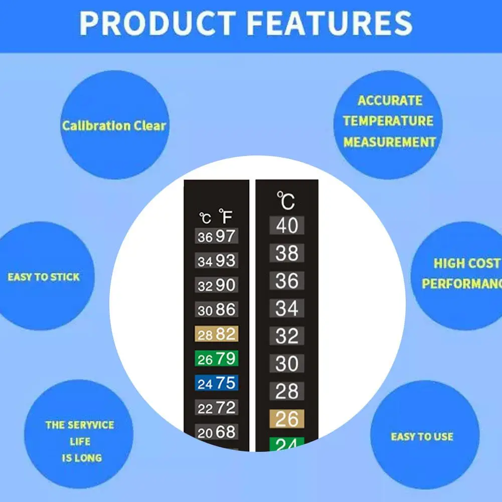 Discoloration Thermometer Stick-on Aquarium Temperature Tank Aquarium Temperature Tools Temperature Measurement Fis T5U4