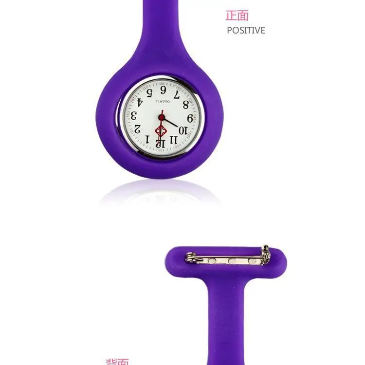 UPS 100pcs Wholesale Silicone Nurse Watch Brooch Tunic Fob Watch With Free Battery Pocket Watchs Nursing Pocket Hold Electronic