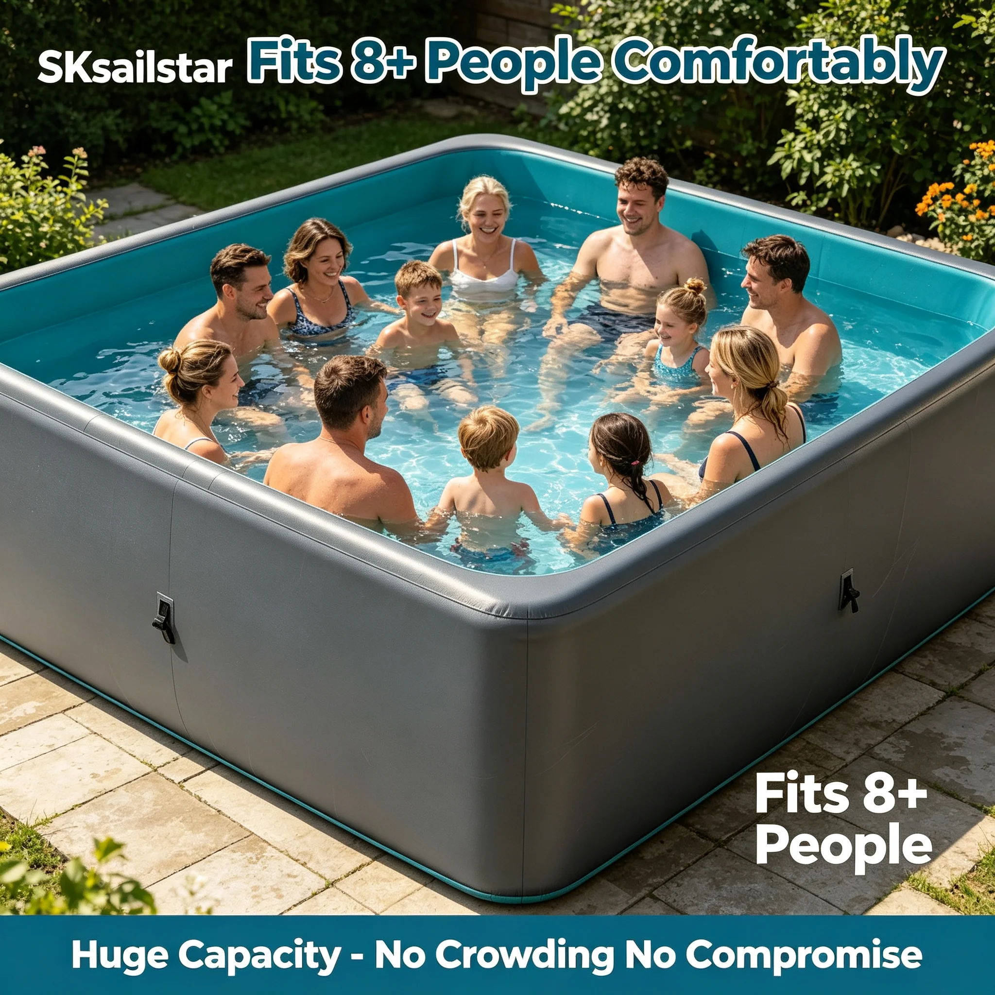 Custom Drop Stitch Inflatable Pool 0.9mm PVC DWF Portable Outdoor Swimming Pool OEM ODM Supported