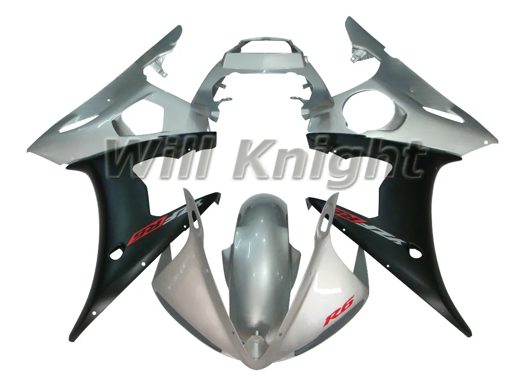 

Intelligent Library ABS Plastic Mold Body Fairing Kit For YZF600 2003 2004 2005 YZF 600 R6 Body Kit Silver Blac
