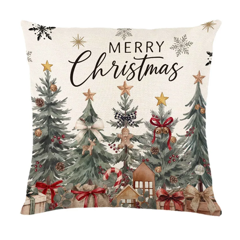 2026 Merry Christmas Cushion Cover Lovely Santa Claus Penguin Deer Print for Sofa Bed Chair Christmas Home Decor Christmas Gift