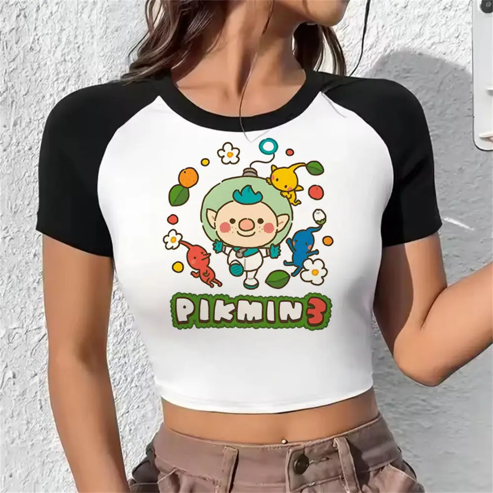 Pikmin crop top 2000s coquette harajuku gothic  cute corset 2025 Grunge teens top